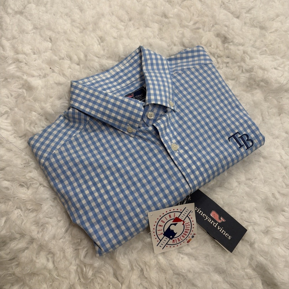 Vineyard Vines Murray Shirt Men's Medium MLB Tampa Bay Rays Long Sleeve Blue New